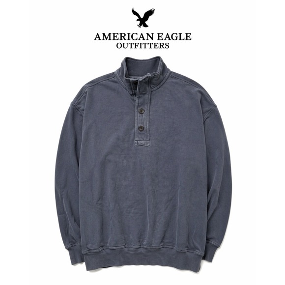 American Eagle Outfitters Other - Vintage American Eagle Navy Quarter-Button Henley • Size XLT • 100% Cotton ✨